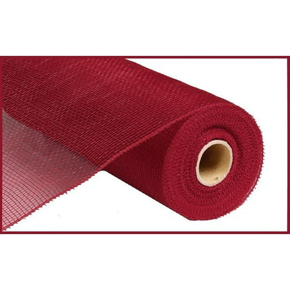 10 Inch x 30 Feet Deco Poly Mesh Ribbon - Burgundy Non Metallic : RE130205