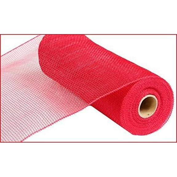 10 Inch x 30 Feet Deco Poly Mesh Ribbon - Red Non Metallic : RE130224
