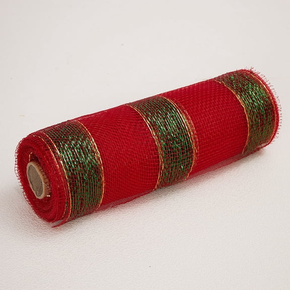 10 Inch x 30 Feet Decor Mesh Ribbon with Metallic Foil, Deco Mesh Wreath Supplies Ribbon Mesh Roll for Spring Wreaths, Swags, Craft, Party Decoration