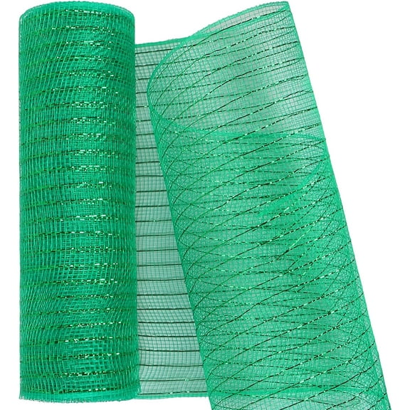 10 Inch x 30 Feet Decor Mesh Ribbon with Metallic Foil， Deco Mesh Wreath Supplies Ribbon Mesh Roll for Spring Wreaths, Swags, Craft, Party Decoration
