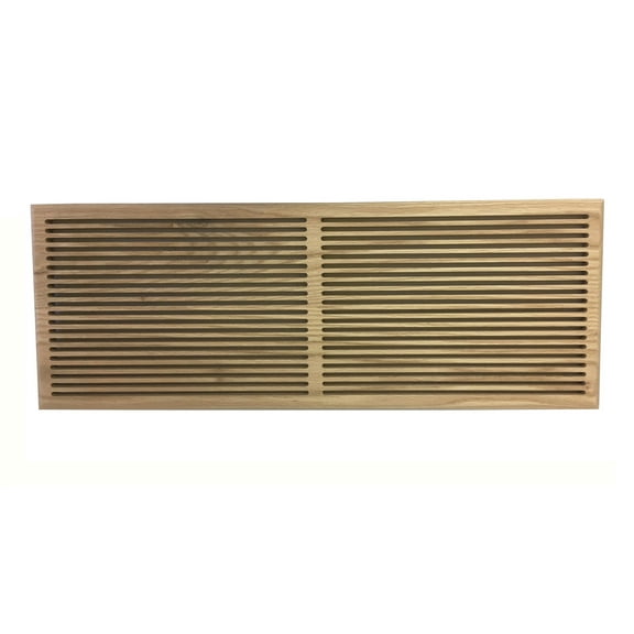 10 Inch x 30 Inch Red Oak Hardwood Vent Floor Register Surface Mount, Slotted Style, Unfinished