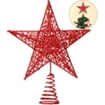 thumbnail image 1 of 10 Inches Christmas Tree Star Topper Xmas Tree Topper Star Christmas Decoration Glittered Tree-top Star (Red), 1 of 14