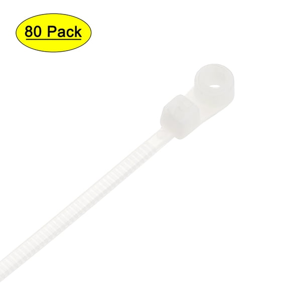 10 Inches Mount Head Cable Zip Ties Screw Hole Nylon White 80 Pack