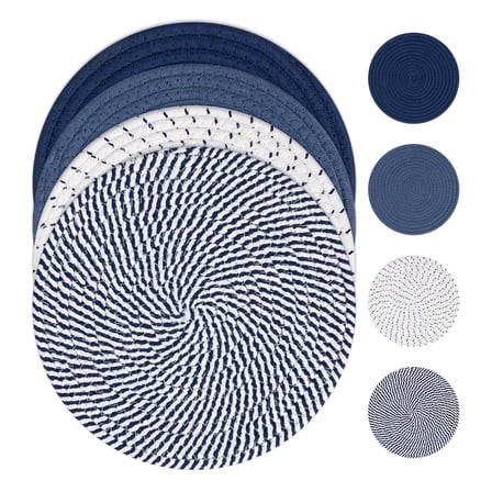 10 Inches Trivets for Hot Dishes, 4 Pieces Cotton Trivets Mats for Kitchen, Hot Pads for Countertops and Table