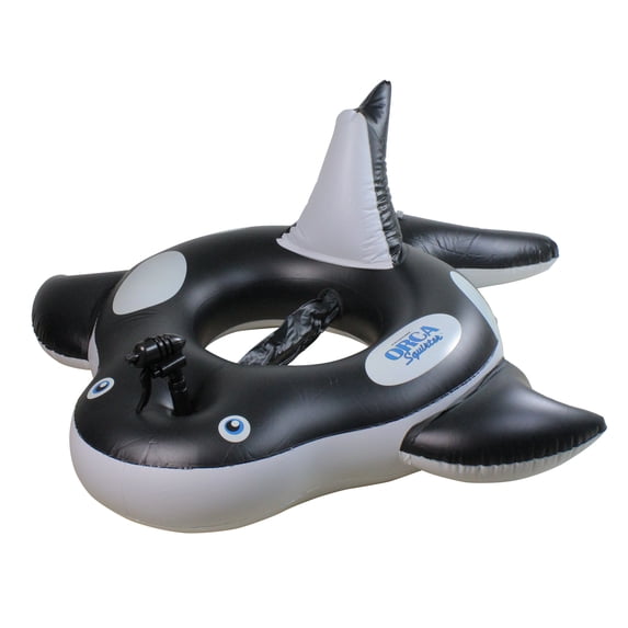 10" Inflatable Black and White Orca Whale Squirter Swimming Pool Float