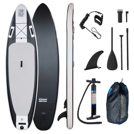 10' Inflatable Stand up Paddle Board Extra Wide SUP with Adjustable Paddle for Youth & Adults, Black