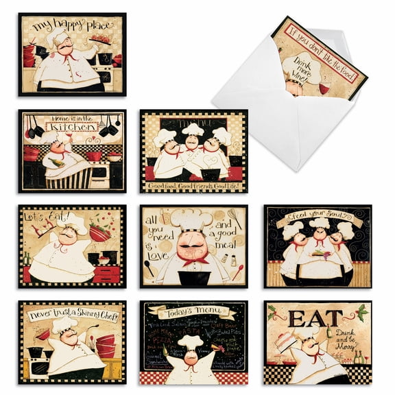 The Best Card Company 10 Assorted Invitation Notes Set 4x5.12 w/ Envelopes, 10x1 Designs, for Men, Women, Notes Du Jour AM6834ING-B1x10