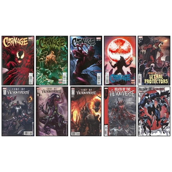 10-Issue Marvel Venom & Carnage Comic Book Gift Set Collectors Bundle Featuring Venom & Carnage