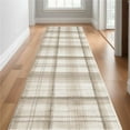 thumbnail image 1 of HomeRoots 569830 10 ft. Plaid Power Loom Runner Rug, Ivory, 1 of 9