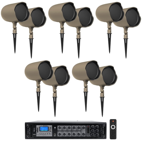 (10) JBL GSF6-TN 6.5" Landscape Ground Stake/Wall 70v Commercial Speakers+Amp