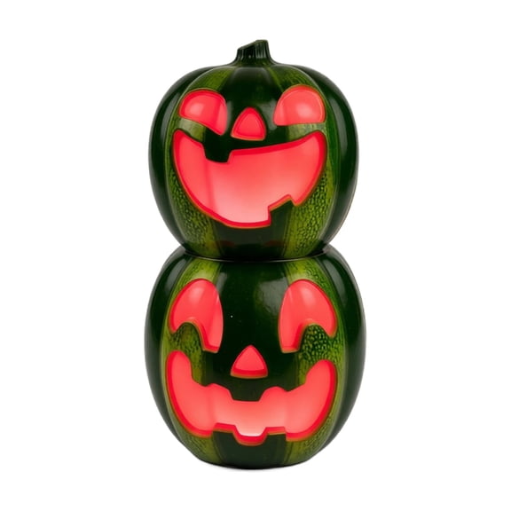 10" Jack O' Lantern Halloween Pumpkin Light Up Indoor Decor, Creative Watermelon Jack O Melon Ghost Face LED, Fall Autumn Tabletop Centerpiece Home Mantle