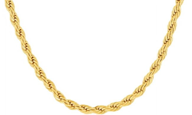 10 K 2.5MM HOLLOW ROPE CHAIN 30"