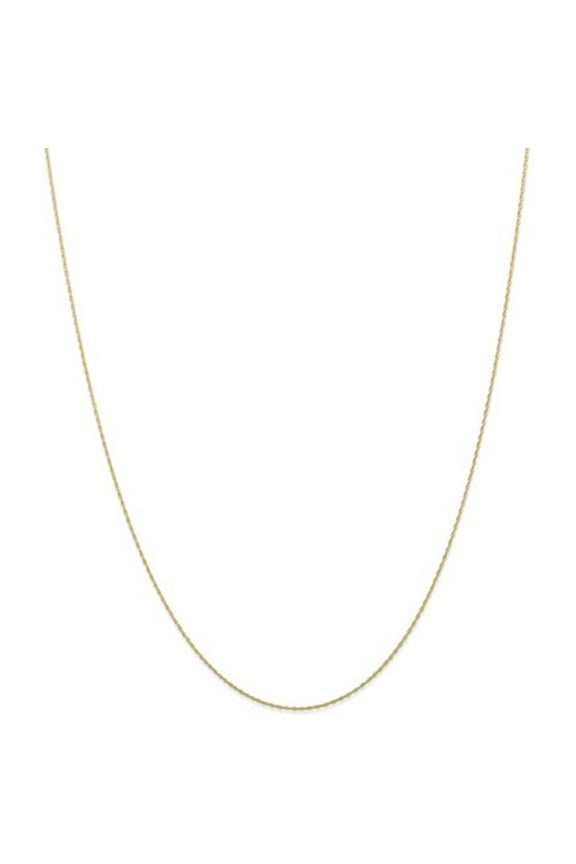 Gem & Harmony 10 Karat Yellow Gold Cable Rope Chain 18 inch Chain .5mm for Women