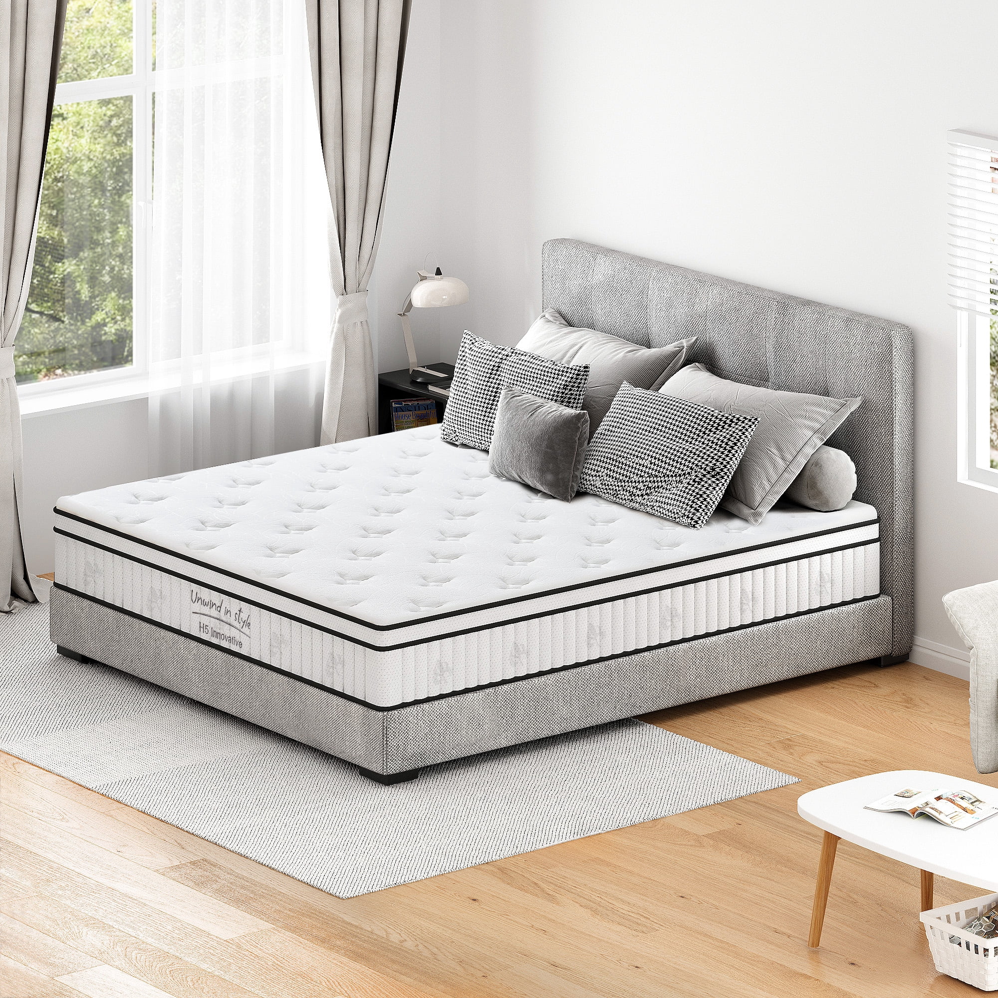 10" King Mattress,Memory Foam & Spring Hybrid Mattress King Size,Medium Feel,Breathable Comfort,Individual Pocket