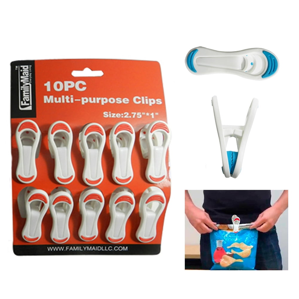 10 Pcs Plastic Sealing Clips, Bag Sealing Clip for Snacks, Chip Bags and  Kitchen Food Storage Bag, 4 inches, Pure White