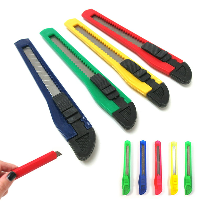 10 Knife Utility Box Cutter Plastic Retractable Lock Razor Sharp Blade Tool  Sets