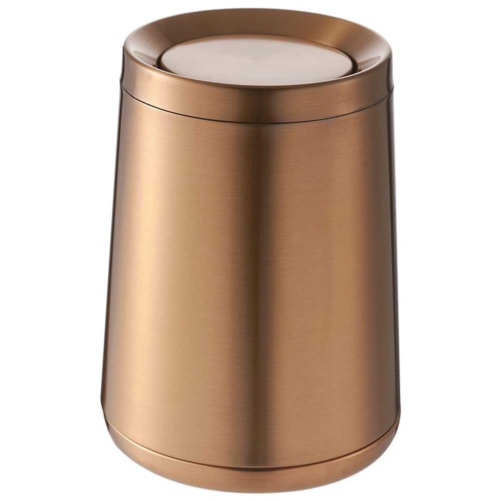 10 L/2.6Gallen,Swing Lid Gold Brass Trash Can,Brushed Nickel Garbage ...