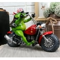 thumbnail image 1 of 10"L Born To Ride Patriotic USA Biker Frog Riding Red Chopper Motorcycle Statue, 1 of 7