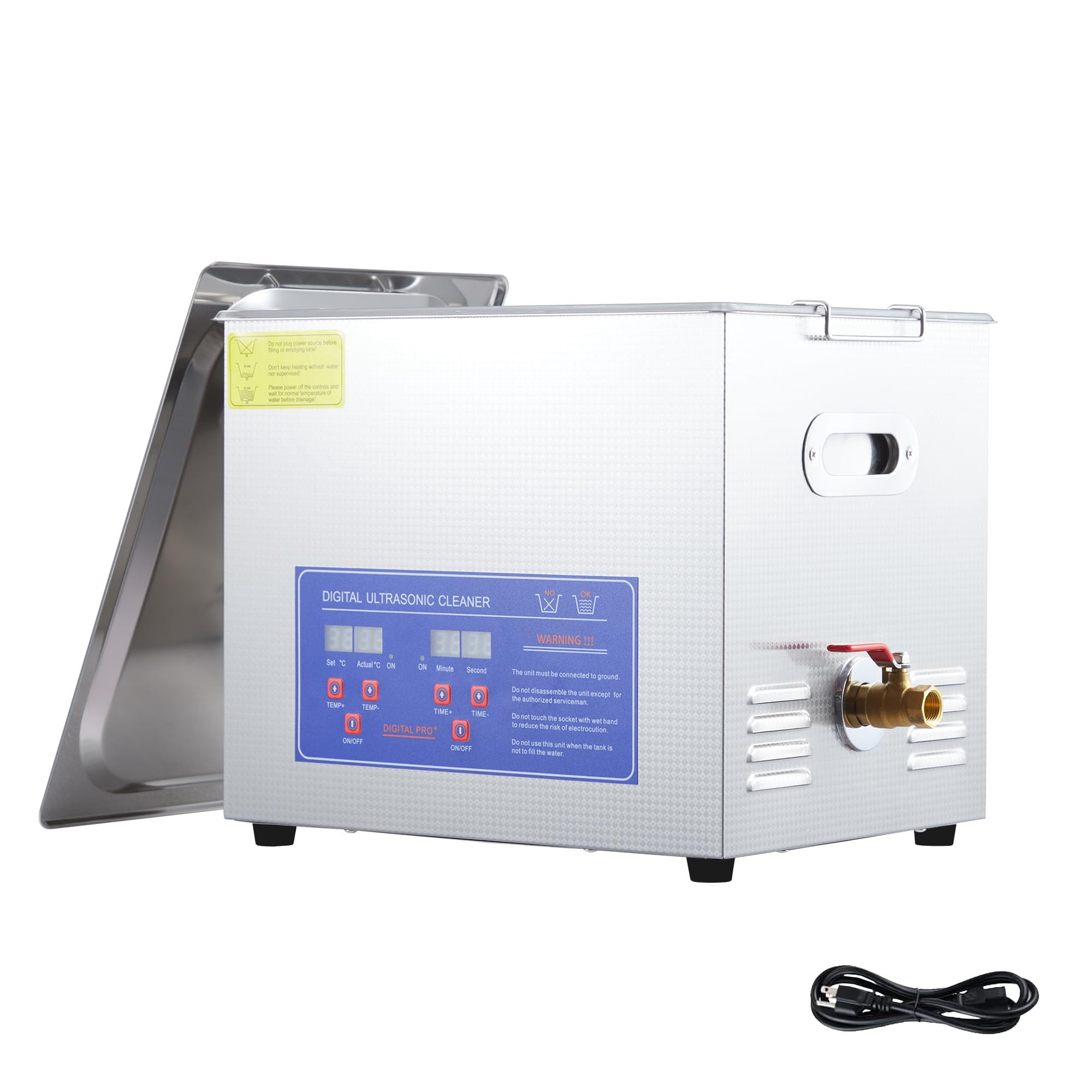 10 L Commercial Ultrasonic Cleaner with Heater & Digital Timer - 40kHz Professional Cleaning Machine for Jewelry, Glasses, Dentures, Tools,240 W
