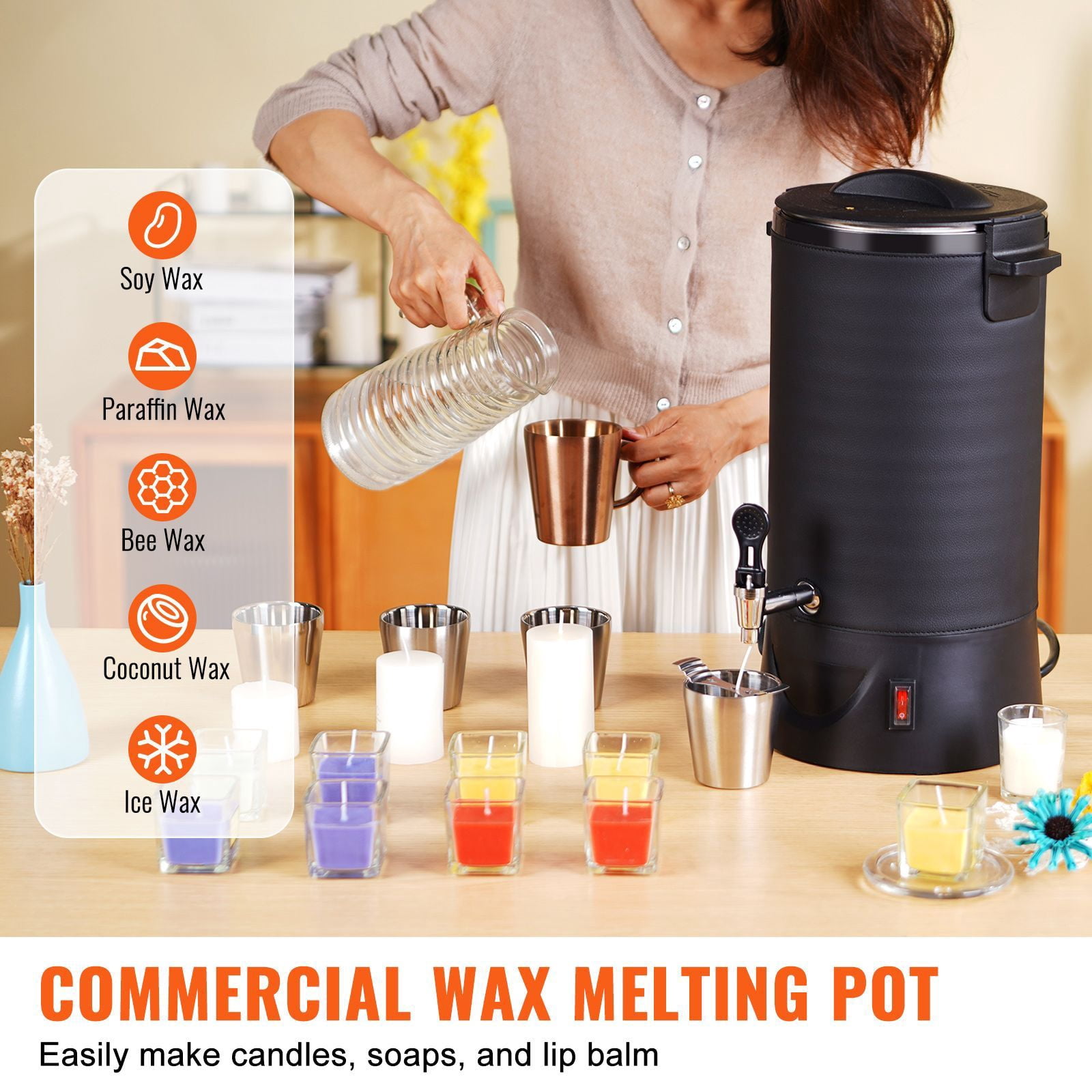 10 L Wax Melter for Candle Making, Extra Large Electric Wax Melting Pot, with Easy Pour Spout and 9-level Temp Control, Easy Clean for Candle Soap Cream Beauty Bulk Production Business or Home