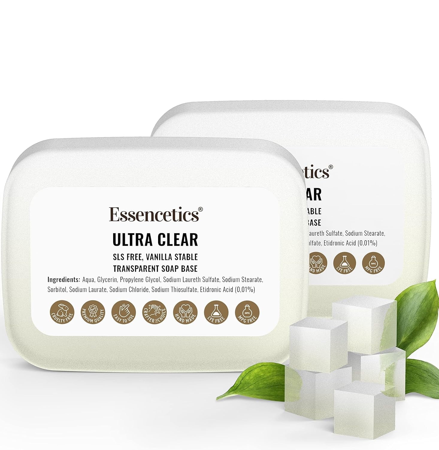 Essencetics 10 LB - Ultra Clear Glycerin Soap Base Bulk - SLS Free, No Palm Oil, Vegan & Cruelty Free - Organic Melt and Pour Soap Base for Soap Making - Made from Natural Glycerin