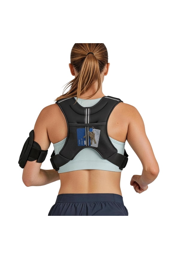 10 LBS Adjustable Buckle Weighted Fitness Vest with Reflective Safety Strip, Light Training Jacket for Men Women Running Jogging Strength Training