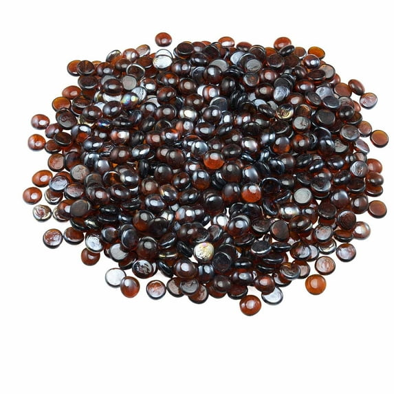 10 LBS Fire Glass 3/4-Inch Round Fireplace Glass Rocks for Fire Pit Rich Amber, Premium Quartz Sand, High-Temperature Resistant, Easy to Clean, Decorative for Fireplaces, Gardens, Aquariums