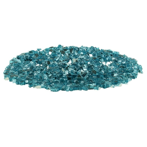 10 LBS Premium Fire Glass Rocks, 1/2-Inch Reflective Fireplace & Fire Pit Gems, Aqua Blue Heat-Resistant Decorative Media for Indoor/Outdoor Fire Tables, Pits, & Vessels