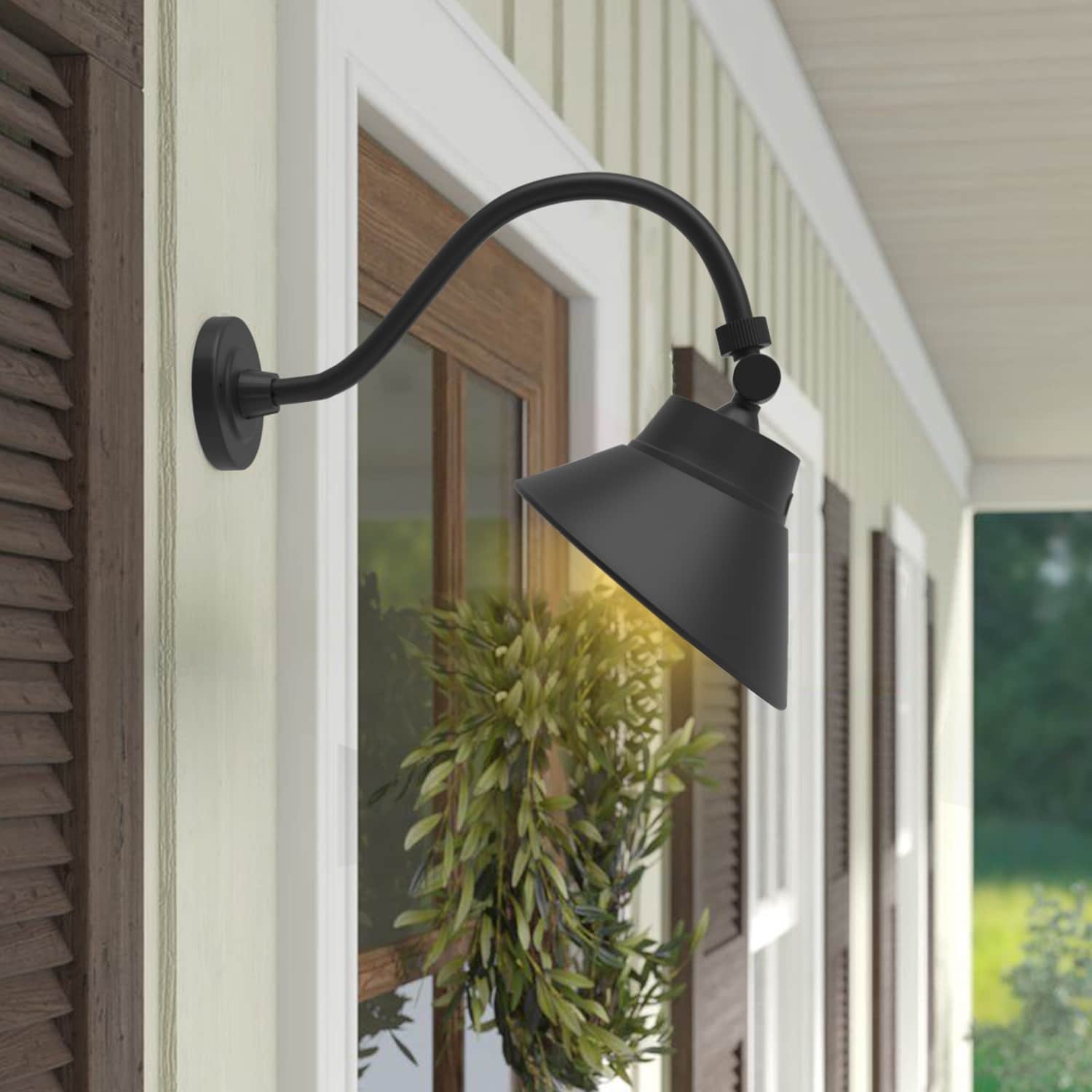 10"LED Black gooseneck Barn light with photocell,42W,4000Lumens