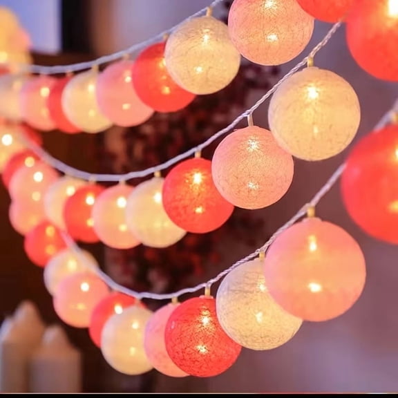 10 LED Cotton Ball String Lights - Warm Fairy Lights for Weddings, Parties & Home Decor