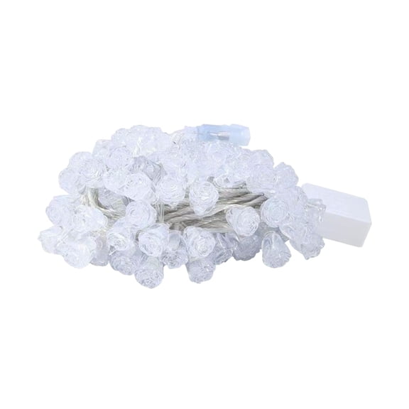 10 LED Crystal Rose Fairy Lights Battery Operated Warm White Flower String 5 Ft for Bedroom Wedding Winter Party Vase Home Decor