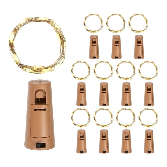 10 LED Fairy Lights Battery Operated Copper Wire 12Pcs Warm White - Wine Bottle Lights with Cork Indoor 1m/ 3.2 Ft with Battery Lighting Accessories for DIY Jar Bar Wedding Party Decoration