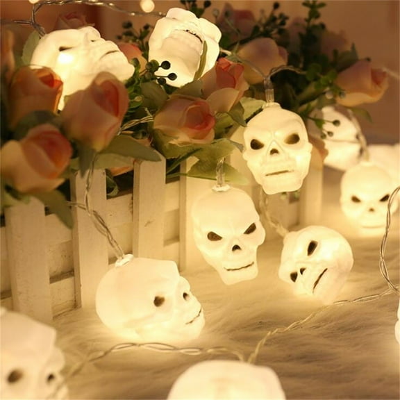 10 LED Halloween Skull String Lights 4.92ft Halloween Decoration Props