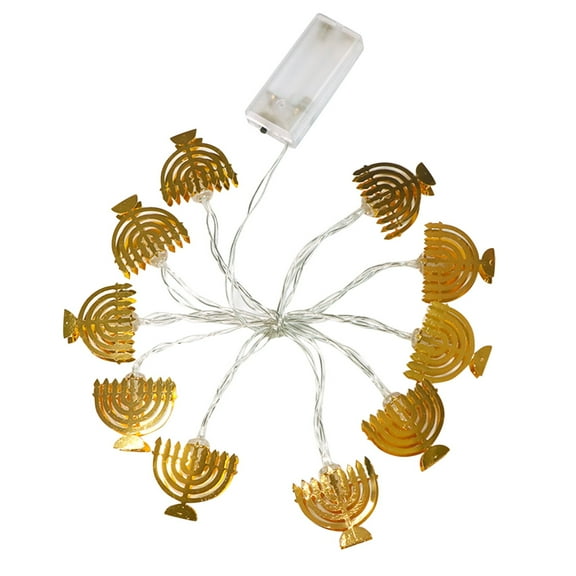 10 LED Hanukkah String Light Candlestick Battery Operated, Home Lamp Decorations Portable Light, Strobe Light Bulb for Cake Topper and Glow Decor