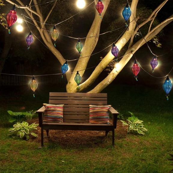 10 LED Multicolor Lantern Decor String Lights, Extendable Connectable Fairy Lights, Indoor Bedroom Living Room Party Wedding Holiday Cottagecore Wall Decor
