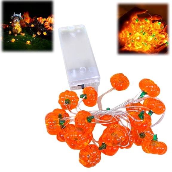 10 LED Pumpkin String Lights Halloween Decor with Remote & Timer Battery Powered Flexible Copper Wire for Indoor Outdoor Fall Thanksgiving Party