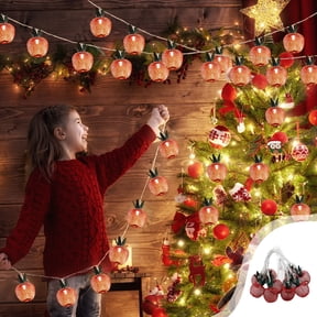 10 LED Red Apple String Light,65" Fruit Shape String Lights,Battery Operated LED Hanging Lamp Decor for Christmas Fall Themed Party Bedroom Kitchen Wedding Indoor Outdoor Home