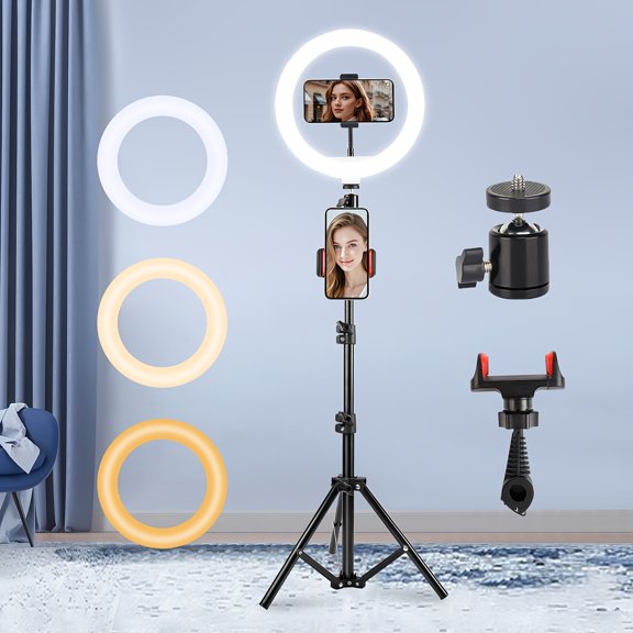 10 "LED Ring Light, Adjustable Tripod Up To 63" In Height, Ring Light With Tripod For Professional Photo, Video And Streaming, USB-powered