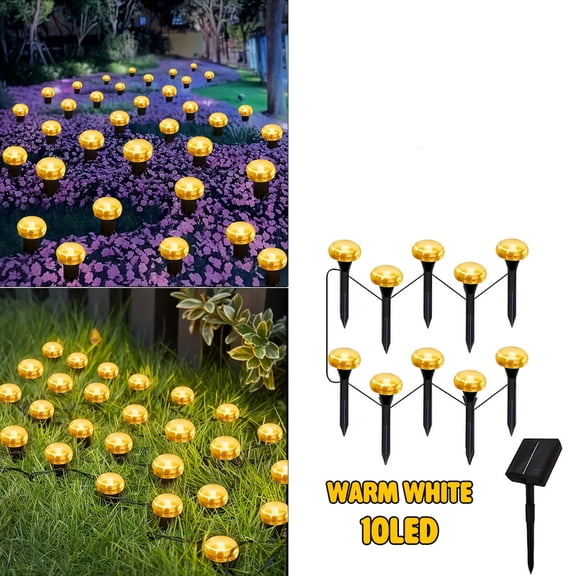 10 LED Solar Path Lights with Leds, Featuring 8 Lighting Modes, Designed for Outdoor Use with an IP44 Rating, Ideal for Gardens, Yards, Walkways, Garages, Parks, Sidewalks, Backyards, And Lawns