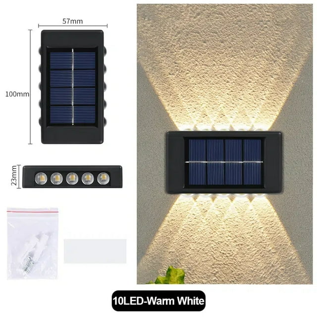 10 LED Solar Up Down Lights Outdoor Waterproof, 1 Pack Modern Nordic ...