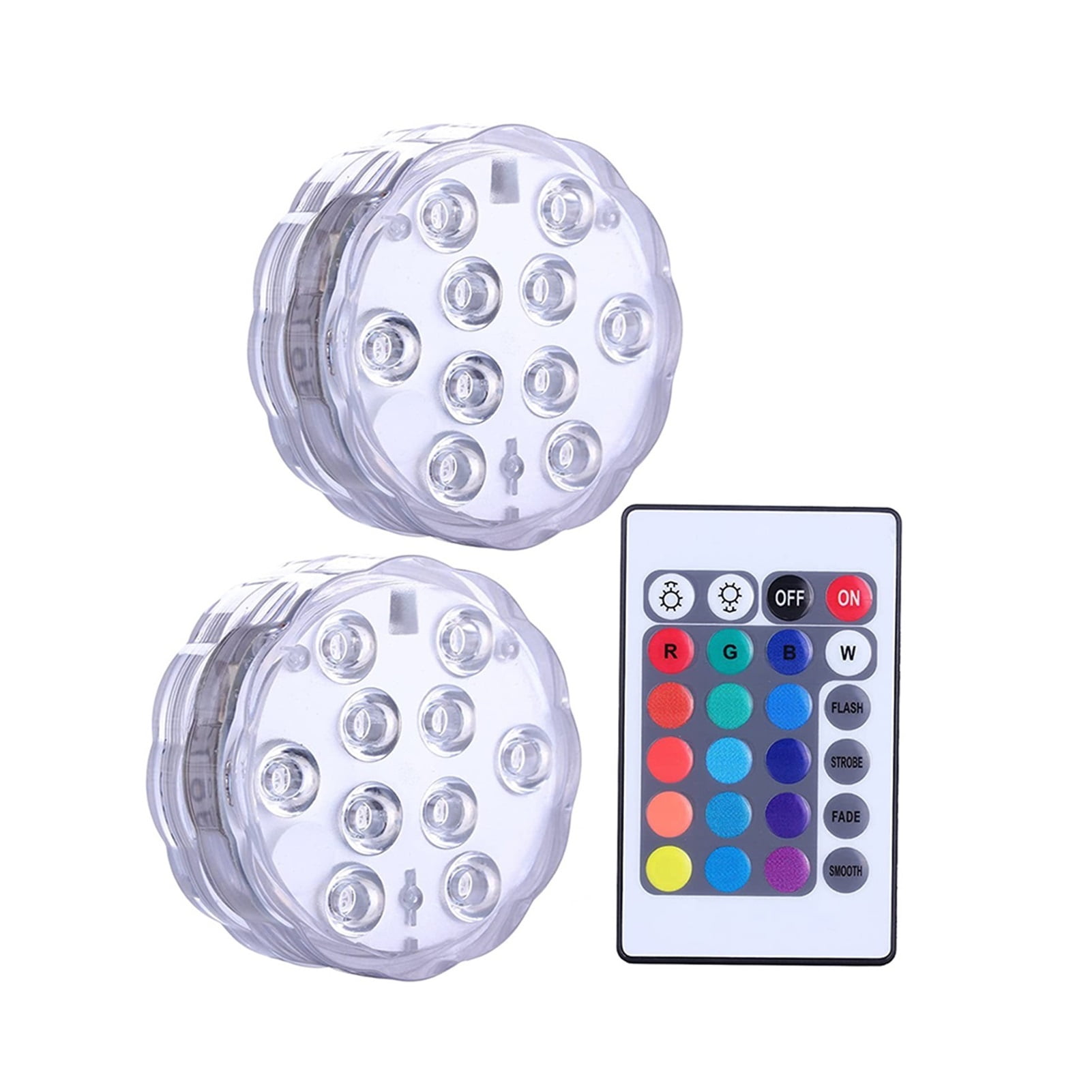 10 LED Submersible Lights Remote Controlled RGB Battery Powered ...