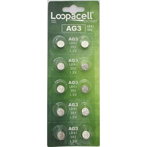 10 LOOPACELL AG3 LR41 392 384 CX41 SR41SW SR736 1.5V Alkaline Watch Battery