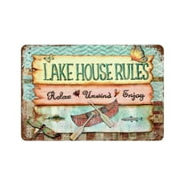 10.Lake House Rules, Lake House, Lake Retro Metal Aluminium Sign Retro Wall Decor Vintage Kitchen Baking Aluminium Sign for Home Wall Decor Gifts Size: 8 x 12 inch