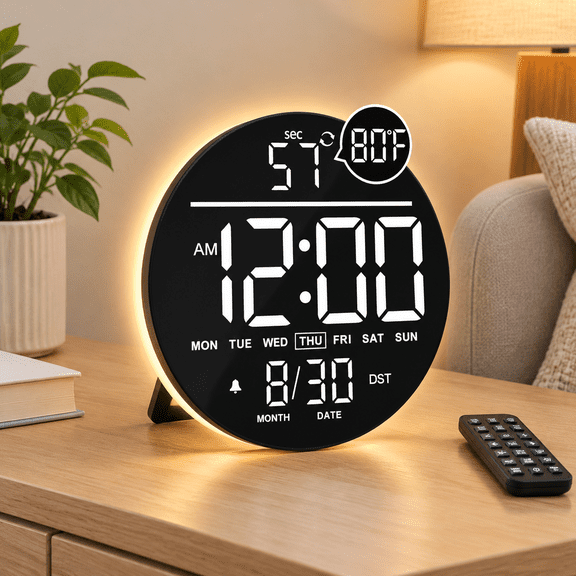 10" Large Digital Wall Clock With Remote Rgb Big Led Display Alarm Countdown Timer Dst Temperature Decor For Bedroom Living Room