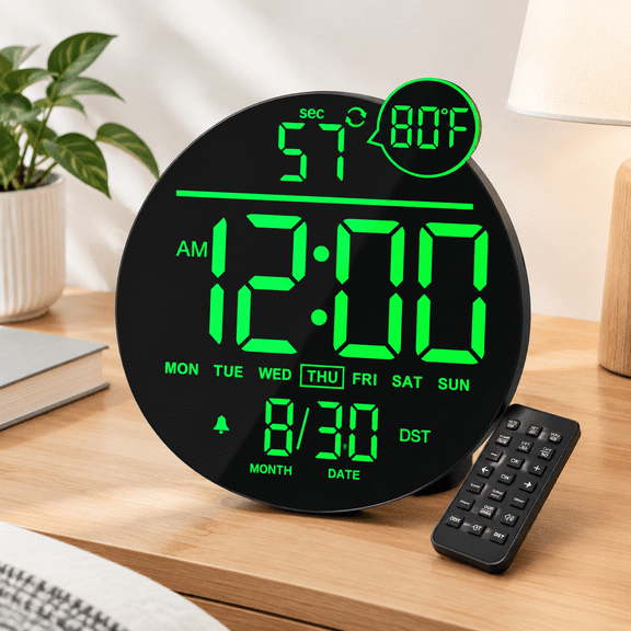 10" Large Digital Wall Clock With Remote Rgb Big Led Display Alarm Countdown Timer Dst Temperature Decor For Bedroom Living Room
