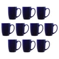 thumbnail image 1 of 10 Large Mocha Glossy Ceramic Coffee Mugs Set, 16 oz. - Stoneware, Smooth, Durable, C-handle - Blue, 1 of 5