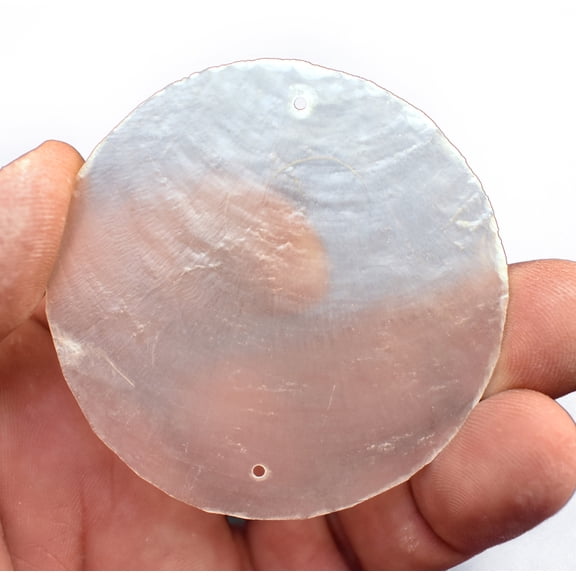 10 Large Natural Capiz Shells Round Cut - 2 1/2" Diameter for Crafts (Wind Chimes / Seashell Curtains) - Two Holes Drilled