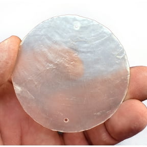 10 Large Natural Capiz Shells Round Cut - 2 1/2" Diameter for Crafts (Wind Chimes / Seashell Curtains) - Two Holes Drilled