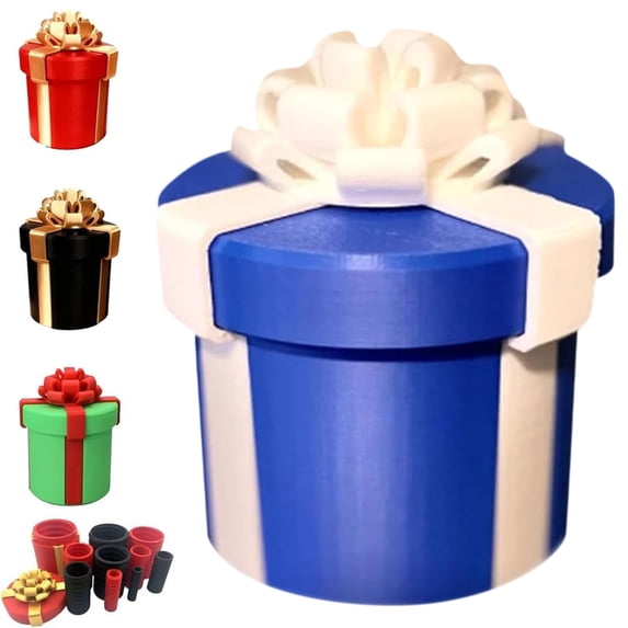 10 Layer Annoying Nested Screw Prank Gift Box, Blue Plastic Puzzle Box With White Bow, Reusable Tricky Unboxing Game For Birthday Christmas Mini Jewelry Surprise Gift Wrap