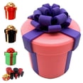 thumbnail image 1 of 10 Layer Annoying Nested Screw Prank Gift Box, Light Red Plastic Puzzle Box With Purple Bow, Reusable Tricky Unboxing Game For Birthday Xmas Mini Jewelry Surprise Packaging, 1 of 10